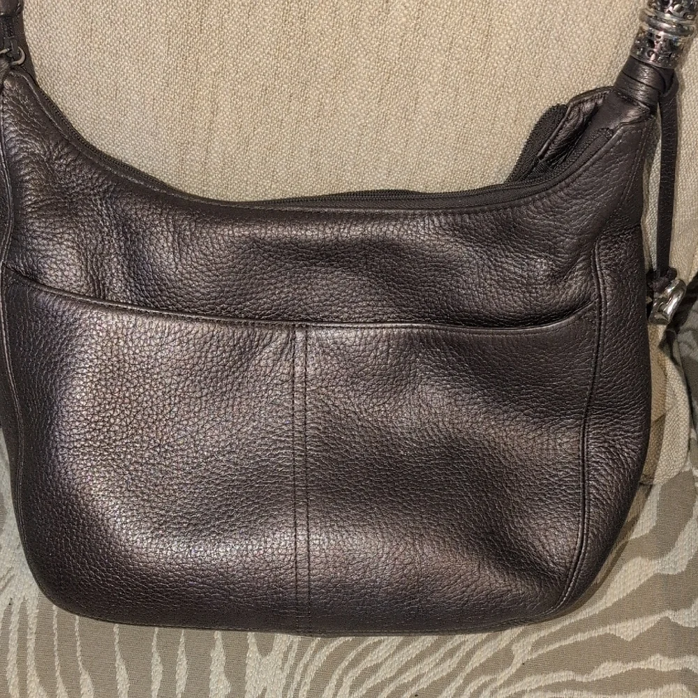 Brighton Barbados Gray Leather Hobo Bag - Picture 7 of 8
